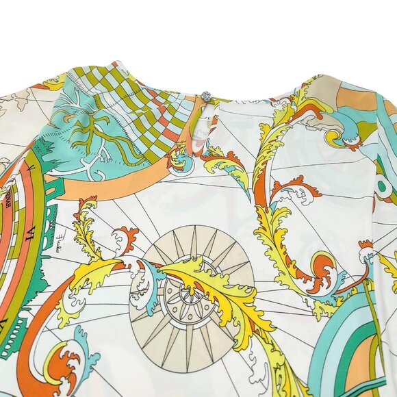 EMILIO PUCCI Logo Poncho Top #38 Button Multicolor Rayon Short Sleeve [105815] - Picture 6 of 10